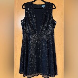 Cynthia Rowley Black Sequin Sleeveless Cocktail Dress SZ 14